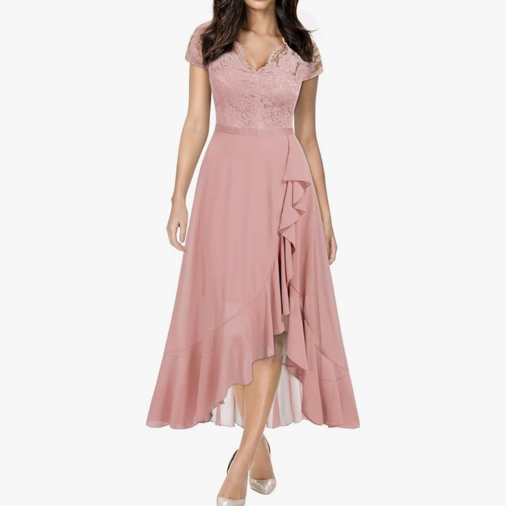Miusol Pink Lace High Low Dress